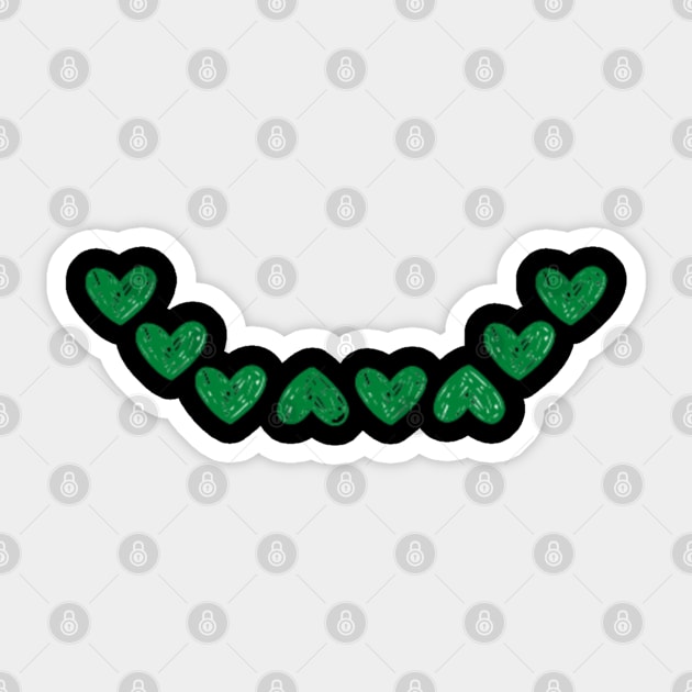 Smiley heart green Sticker by Shineyarts